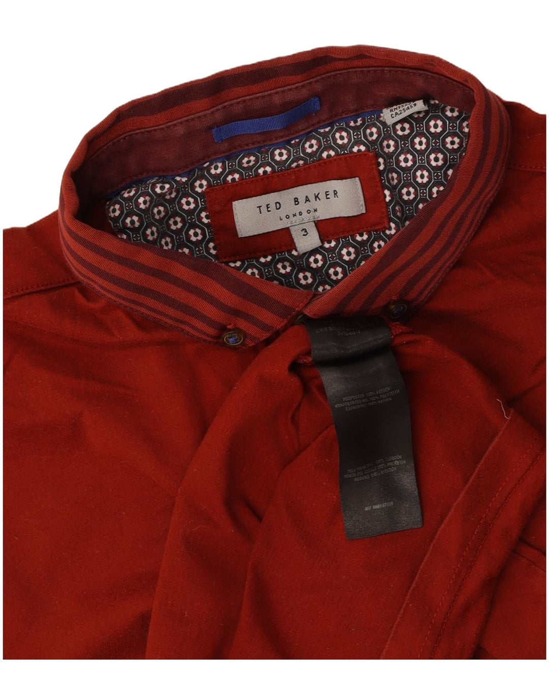 Camisa polo masculina TED BAKER tamanho 3 algodão vermelho médio