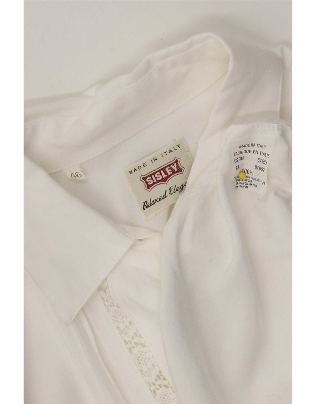 Camisa feminina Sisley IT 46 grande viscose floral branca