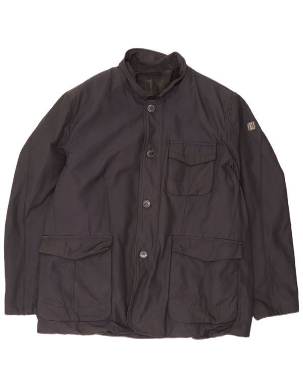 Jaqueta utilitária masculina Trussardi IT 58 4XL poliéster azul marinho