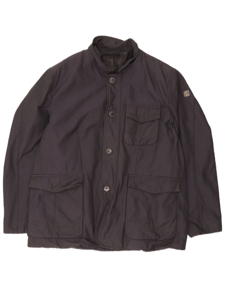 Jaqueta utilitária masculina Trussardi IT 58 4XL poliéster azul marinho