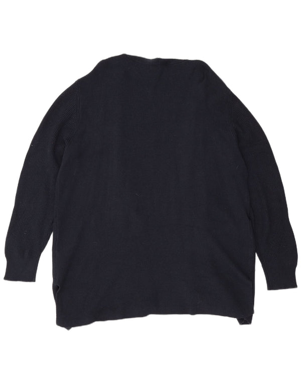 Suéter cardigã aberto feminino Marks & Spencer Longline UK 20 2XL azul marinho