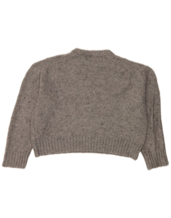 Suéter feminino Zara com gola redonda e gola redonda, Reino Unido 10 pequeno cinza manchado