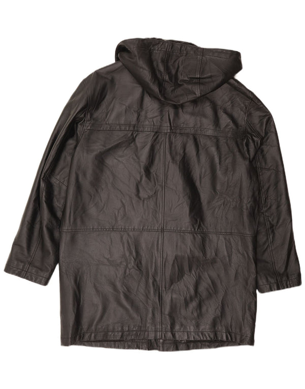 Casaco de couro com capuz masculino Studio 81 IT 54 2XL couro preto
