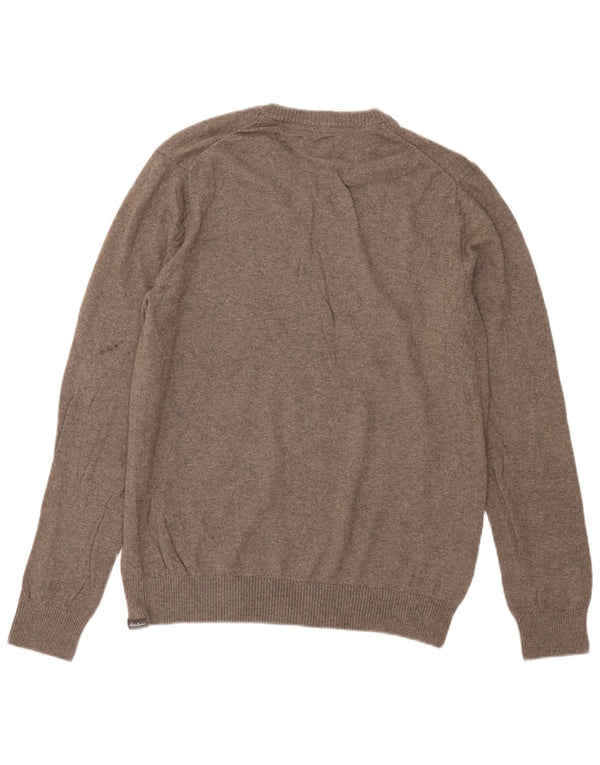Suéter masculino Eddie Bauer com decote em V, algodão cáqui médio
