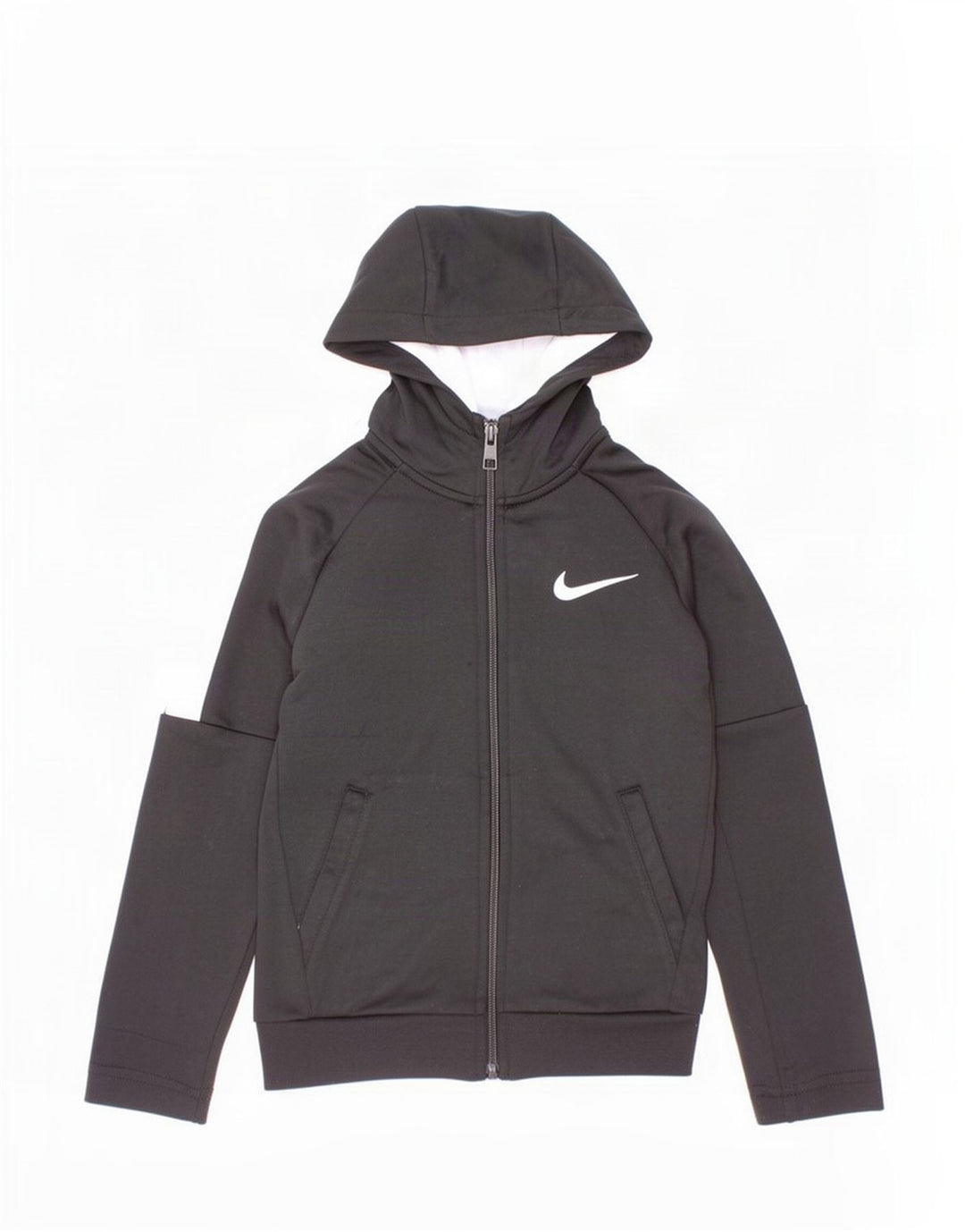 Suéter Nike Boys Zip com capuz 4-5 anos pequeno preto colorblock poliéster