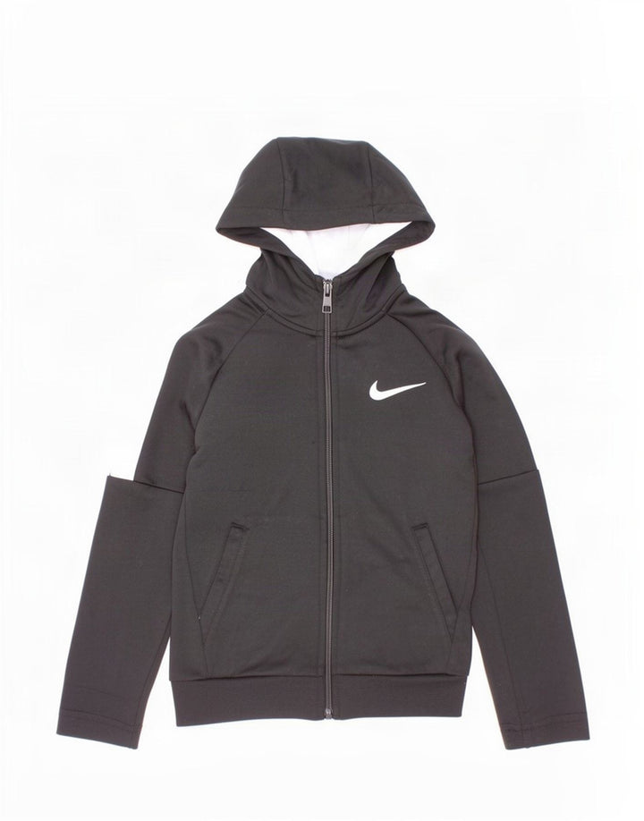 Suéter Nike Boys Zip com capuz 4-5 anos pequeno preto colorblock poliéster