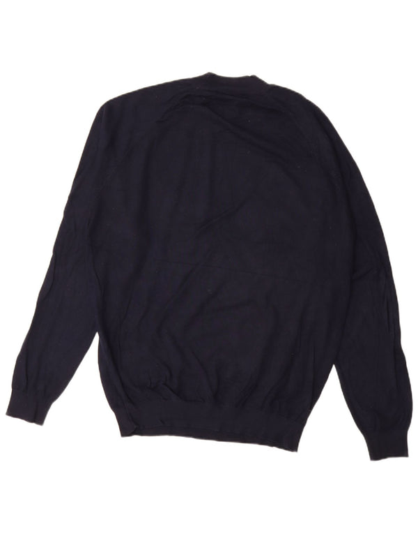 Zara Suéter masculino com gola redonda e viscose azul marinho médio