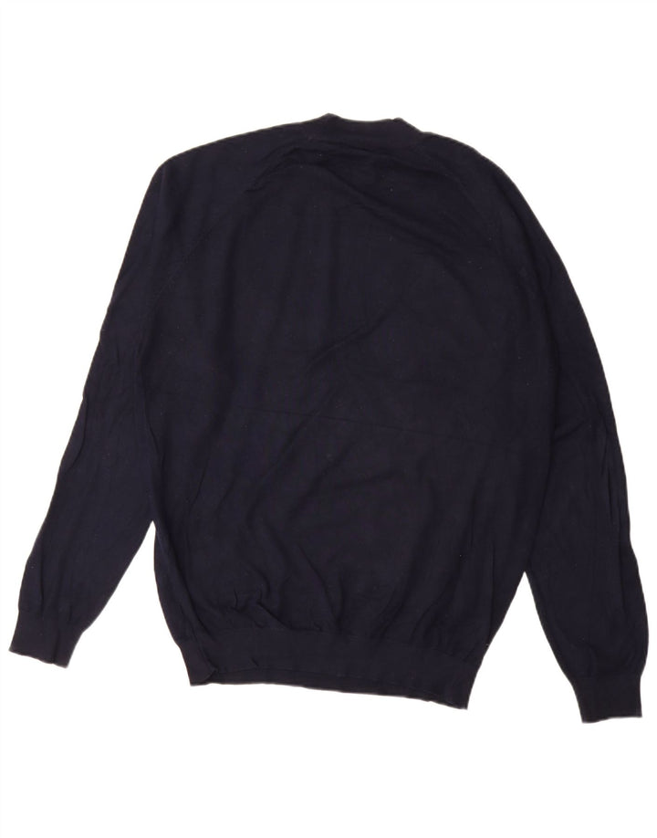 Zara Suéter masculino com gola redonda e viscose azul marinho médio