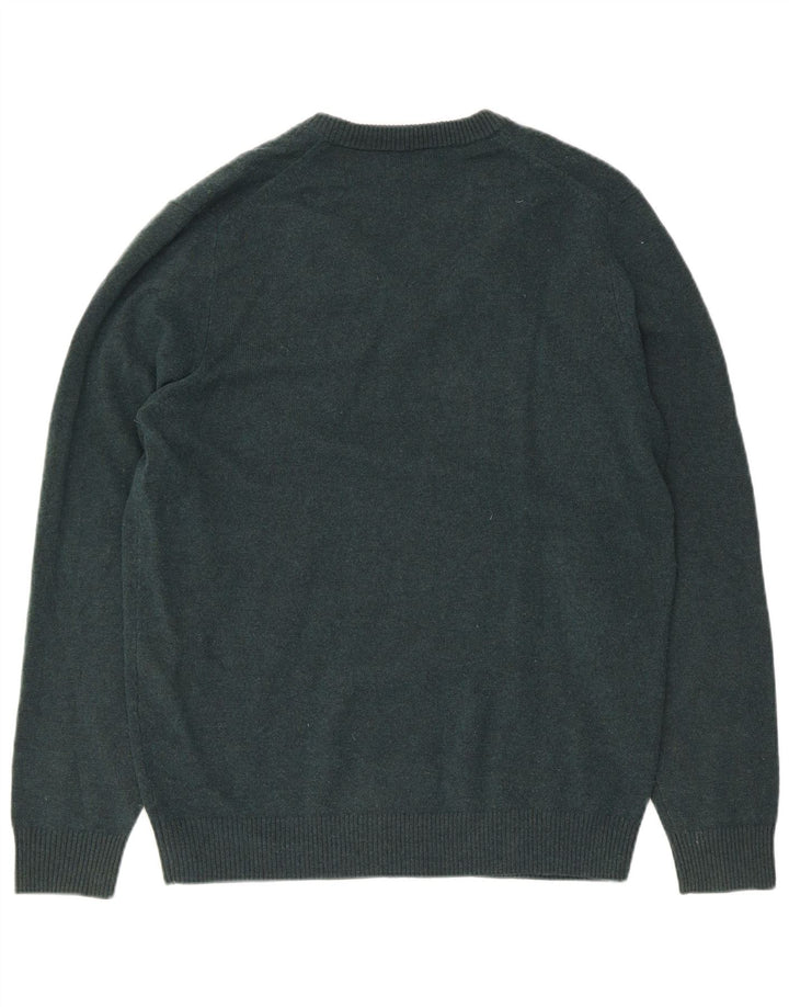 Suéter masculino Massimo Dutti com decote em V, grande lã verde