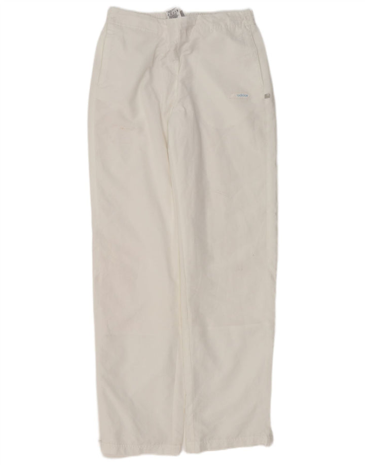 Calça de treino feminina Adidas UK 14 grande poliéster branco