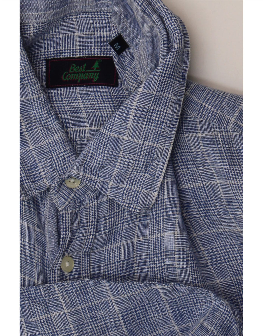 Camisa masculina de manga curta Best Company azul médio Houndstooth