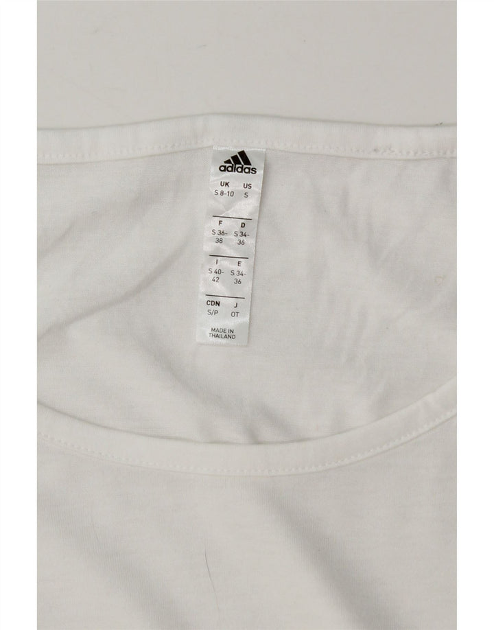 ADIDAS Womens Vest Top UK 8/10 Small White Cotton Vintage Adidas and Second-Hand Adidas from Messina Hembry 