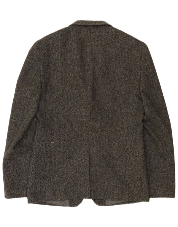 Jaqueta Blazer Superdry Masculina com 2 Botões UK 38 Espinha de Peixe Cinza Médio