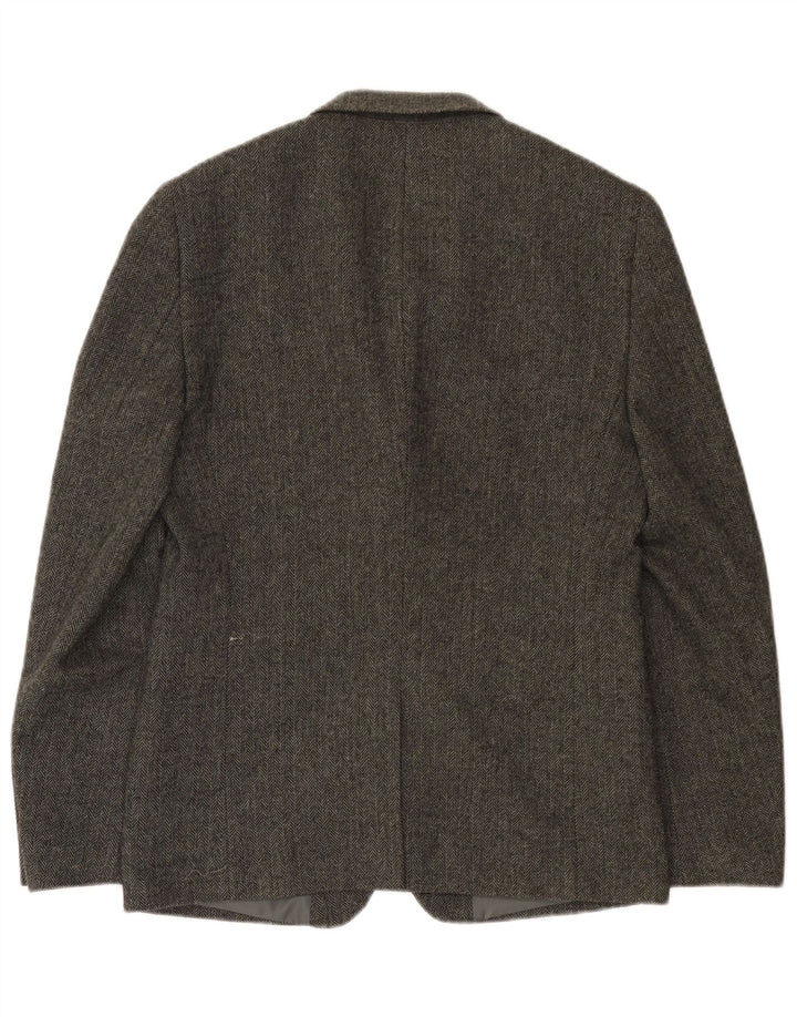 Jaqueta Blazer Superdry Masculina com 2 Botões UK 38 Espinha de Peixe Cinza Médio