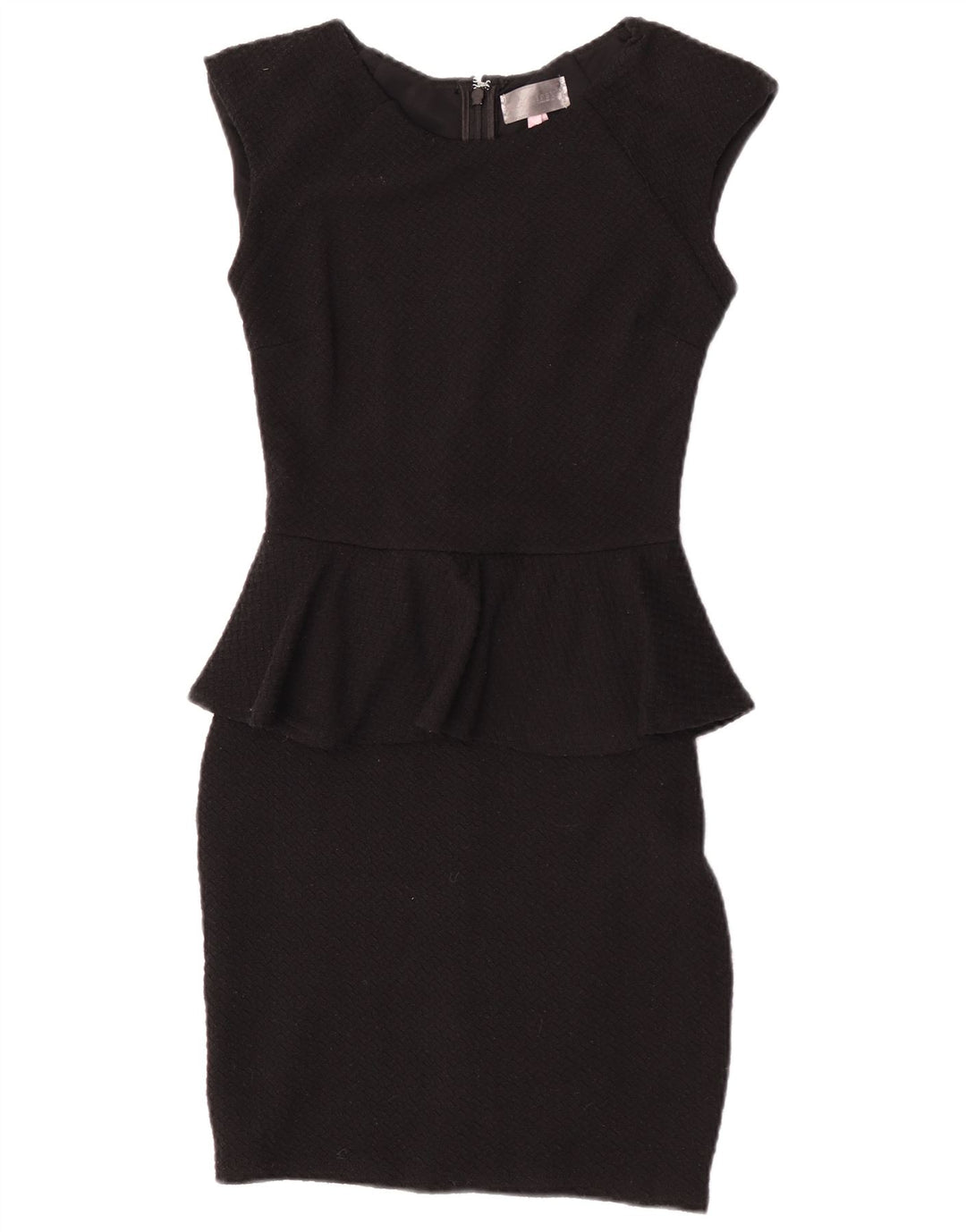 Vestido feminino Lipsy Peplum UK 8 pequeno poliéster preto
