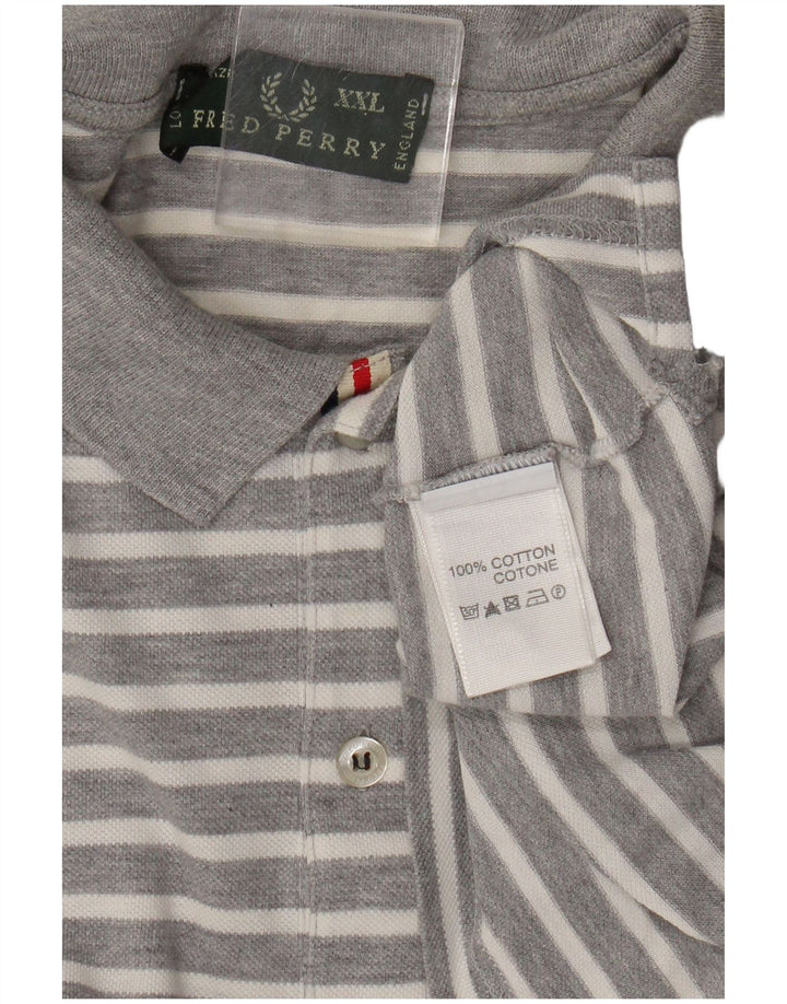 Camisa polo masculina Fred Perry 2XL algodão listrado cinza