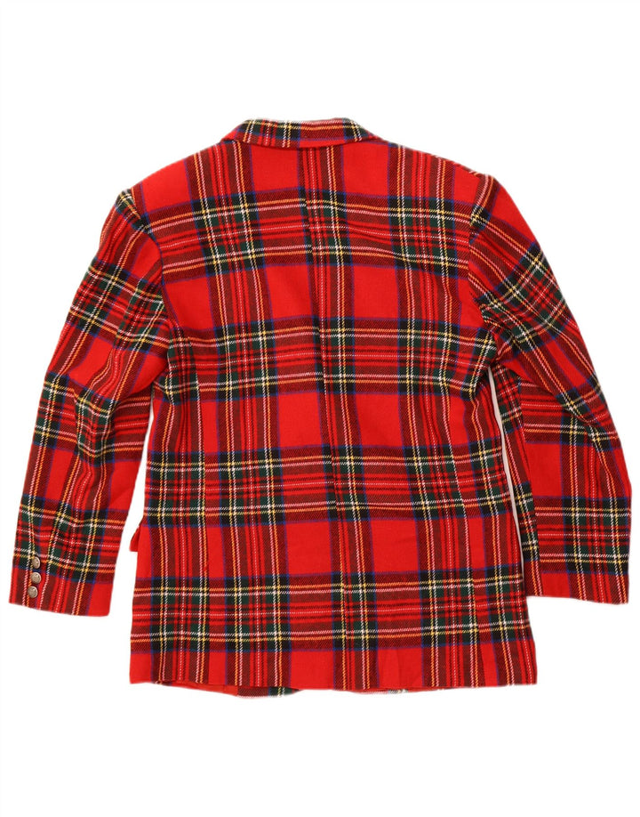 Jaqueta blazer feminina vintage com 2 botões IT 44 lã xadrez vermelha média