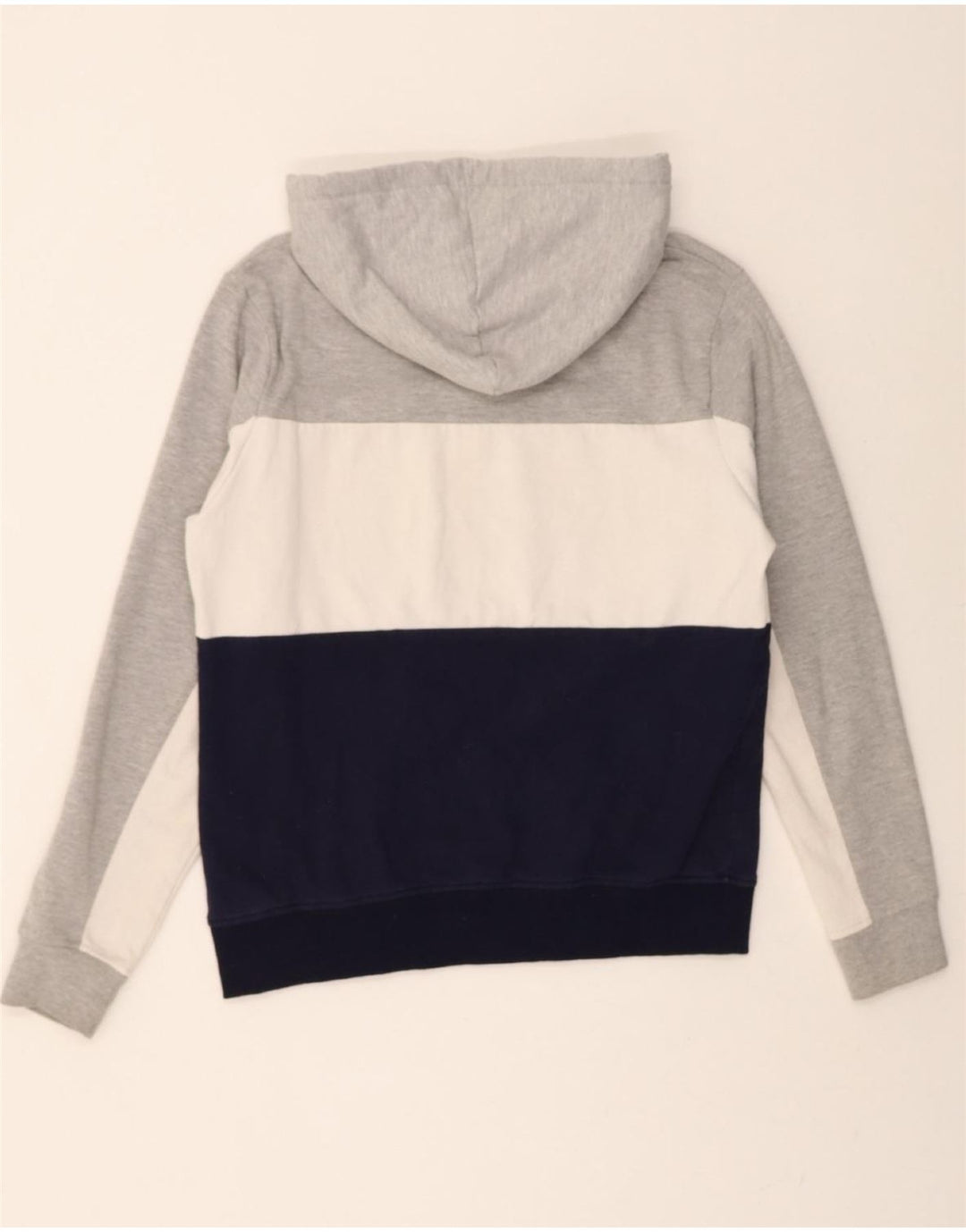 FILA Mens Graphic Hoodie Jumper Small Grey Colourblock Cotton Vintage Fila and Second-Hand Fila from Messina Hembry 