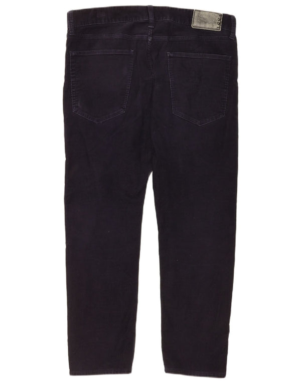 Calça masculina de veludo cotelê Marks & Spencer Slim Fit W34 L25 algodão azul marinho