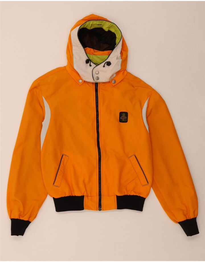 Jaqueta feminina REFRIGIWEAR Cruz Bomber UK 16 grande bloco colorido laranja