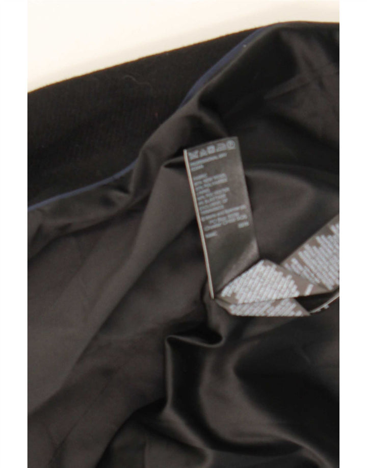 Casaco feminino Marks & Spencer com peito duplo Reino Unido 14 lã preta média
