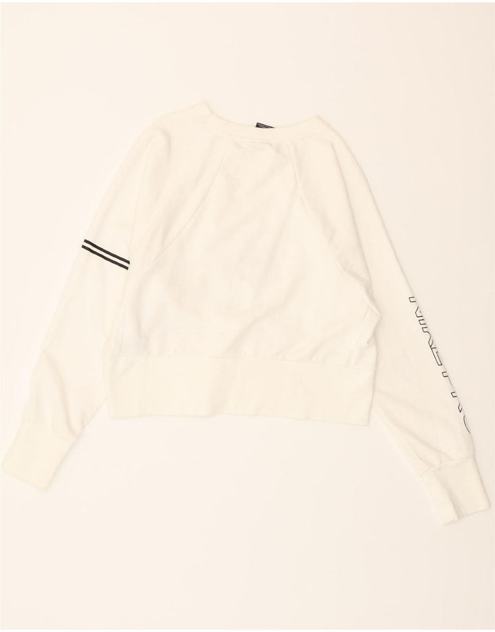 NIKE Womens Dri Fit Oversized Crop Sweatshirt Jumper UK 6 XS White Cotton Vintage Nike and Second-Hand Nike from Messina Hembry 
