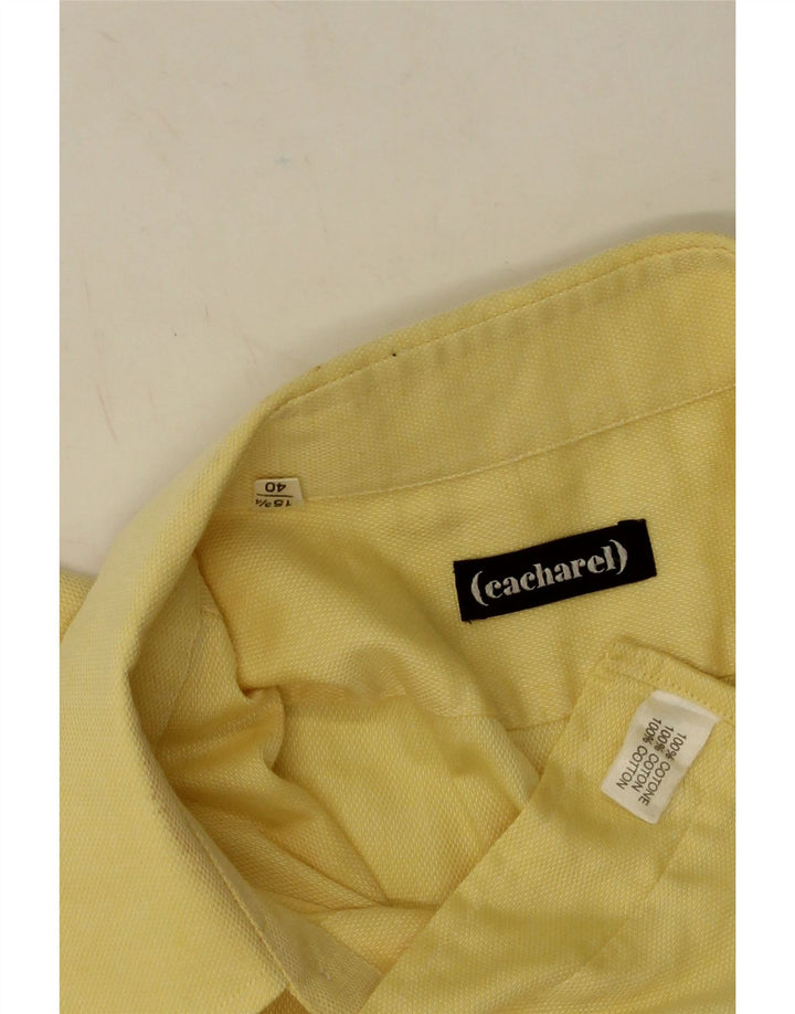 Camisa masculina CACHAREL tamanho 40 15 3/4 algodão amarelo médio