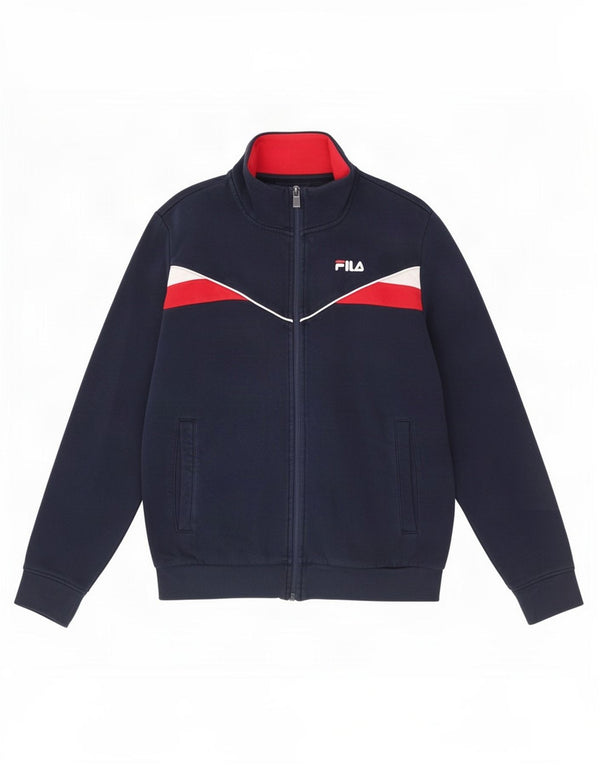 Fila Mens Tracksuit Top Jacket Pequeno Algodão Colourblock Azul Marinho