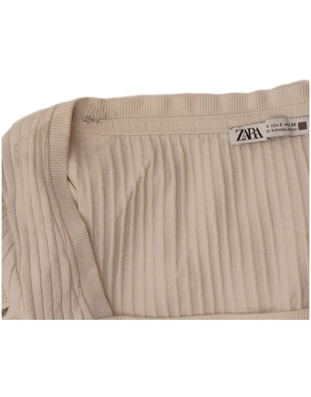 Zara Womens Crop Top Manga Longa Reino Unido 10 Pequeno Bege