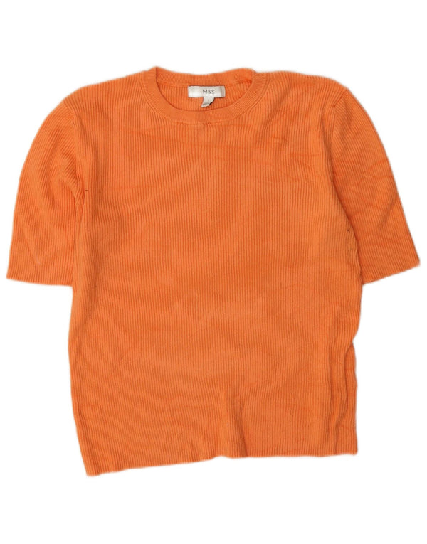 Camiseta feminina Marks & Spencer UK 14 grande viscose laranja