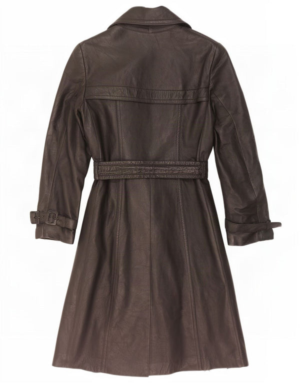 Casaco de couro feminino vintage UK 10 pequeno preto
