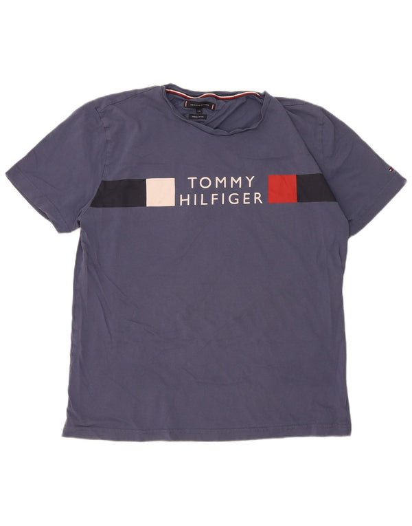 Camiseta gráfica masculina Tommy Hilfiger Top 2XL azul marinho algodão colorblock