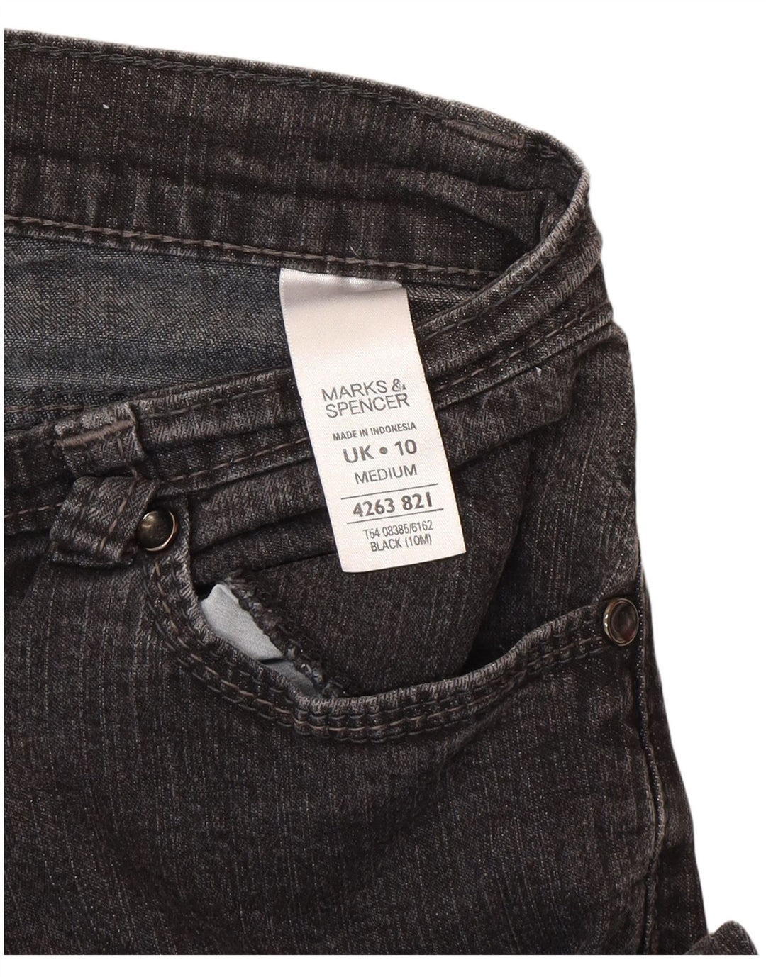 Calça jeans feminina Marks & Spencer Bootcut Reino Unido 10 pequena W27 L29 algodão preto