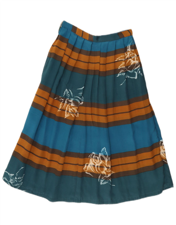 Saia feminina vintage plissada linha A W24 XS listrada multicolorida