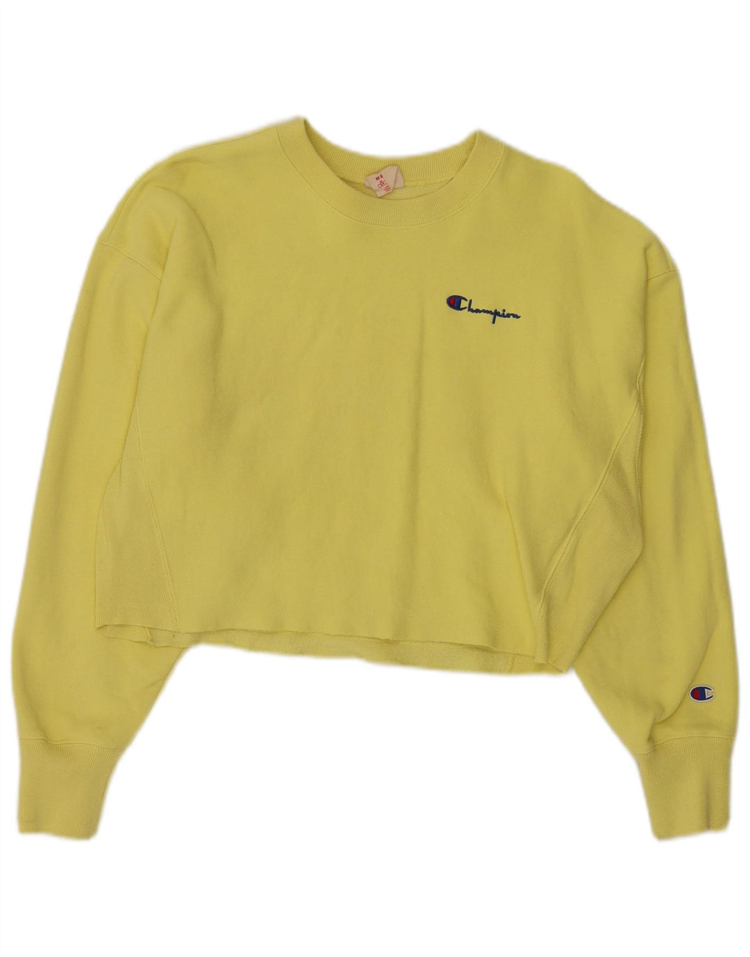 CHAMPION Suéter feminino com corte reverso e costurado Reino Unido 14 amarelo médio