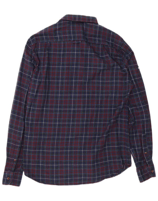 Camisa masculina Superdry de flanela regular fit médio algodão xadrez azul marinho