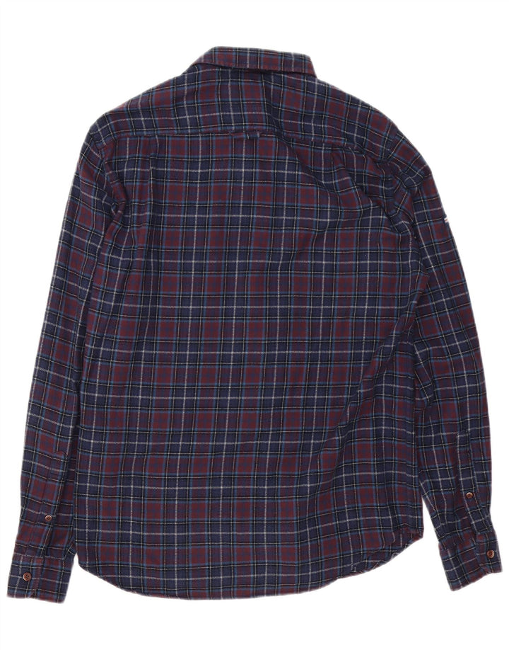 Camisa masculina Superdry de flanela regular fit médio algodão xadrez azul marinho