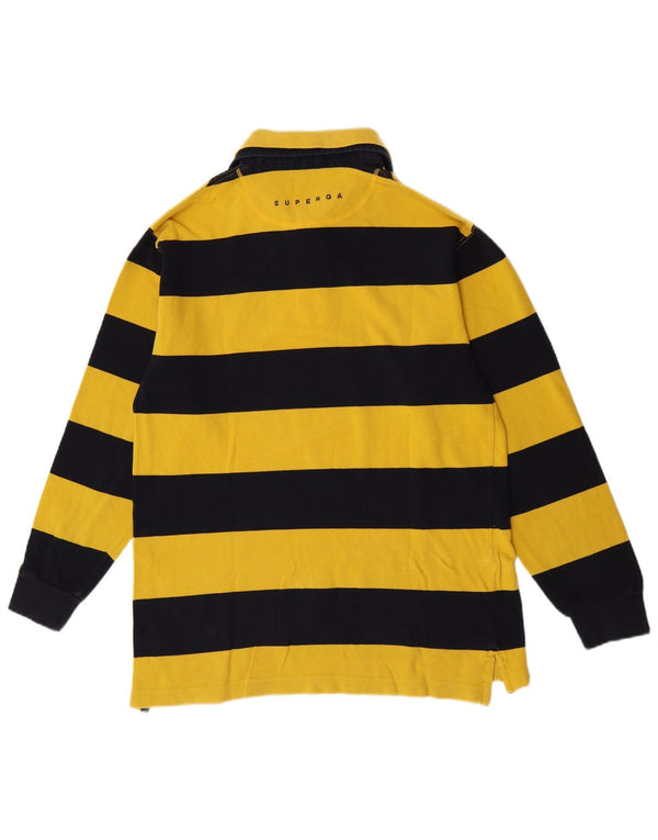 Camisa polo masculina Superga de manga comprida XL algodão listrado amarelo