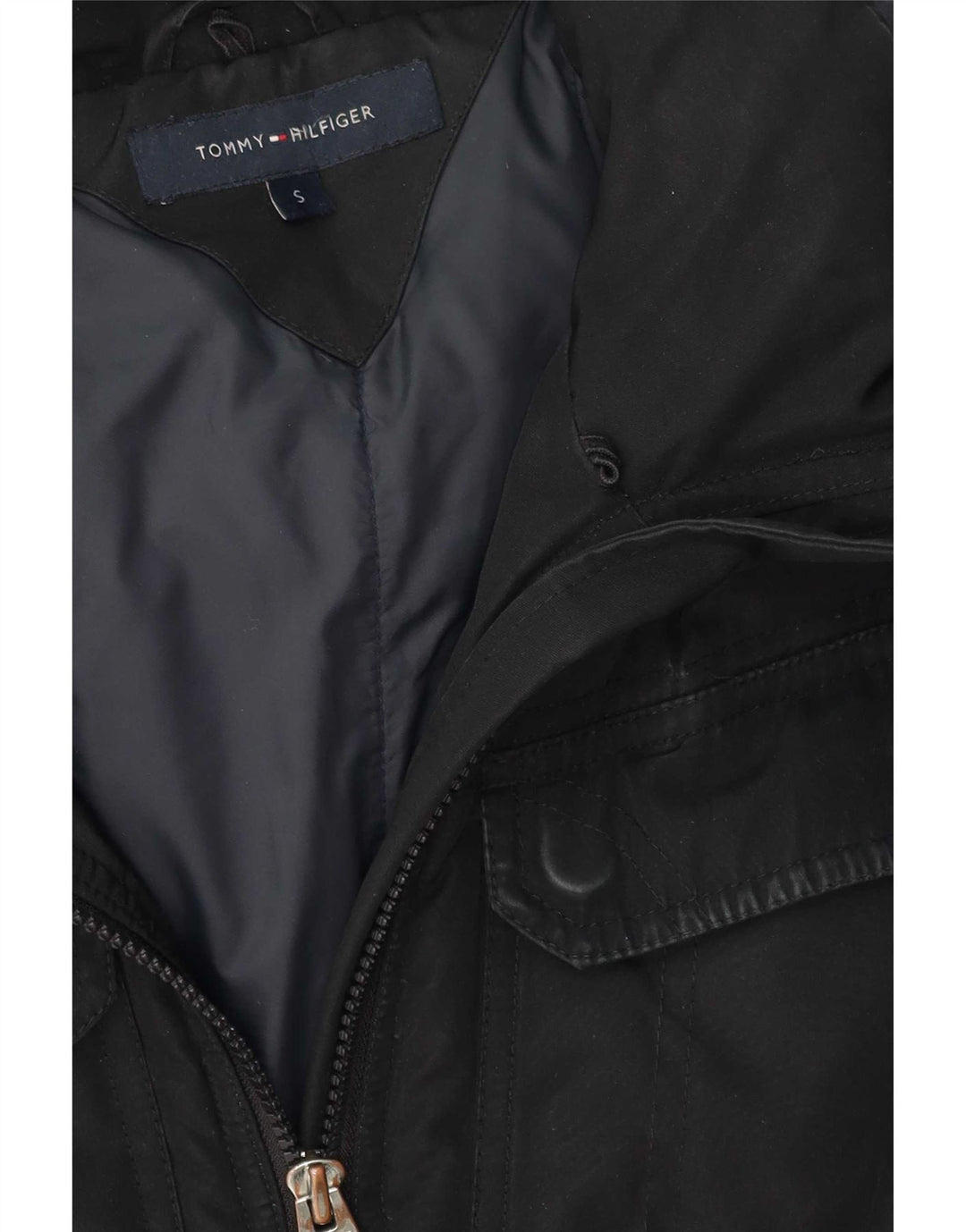 Jaqueta masculina acolchoada com capuz Tommy Hilfiger Reino Unido 36 pequena preta