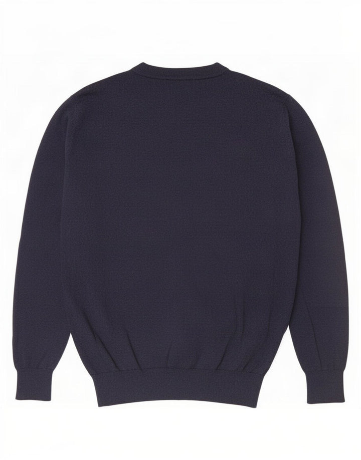 Suéter masculino Massimo Dutti com decote em V médio azul marinho
