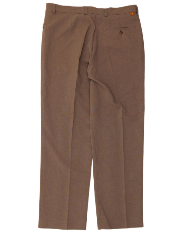 Calça casual reta masculina Farah W36 L31 poliéster marrom