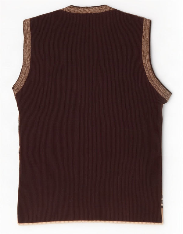 Regata masculina Zara com colete grande acrílico listrado marrom