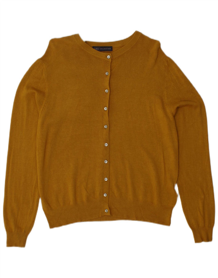 Suéter cardigã feminino MARKS & SPENCER Reino Unido 12 viscose amarela média