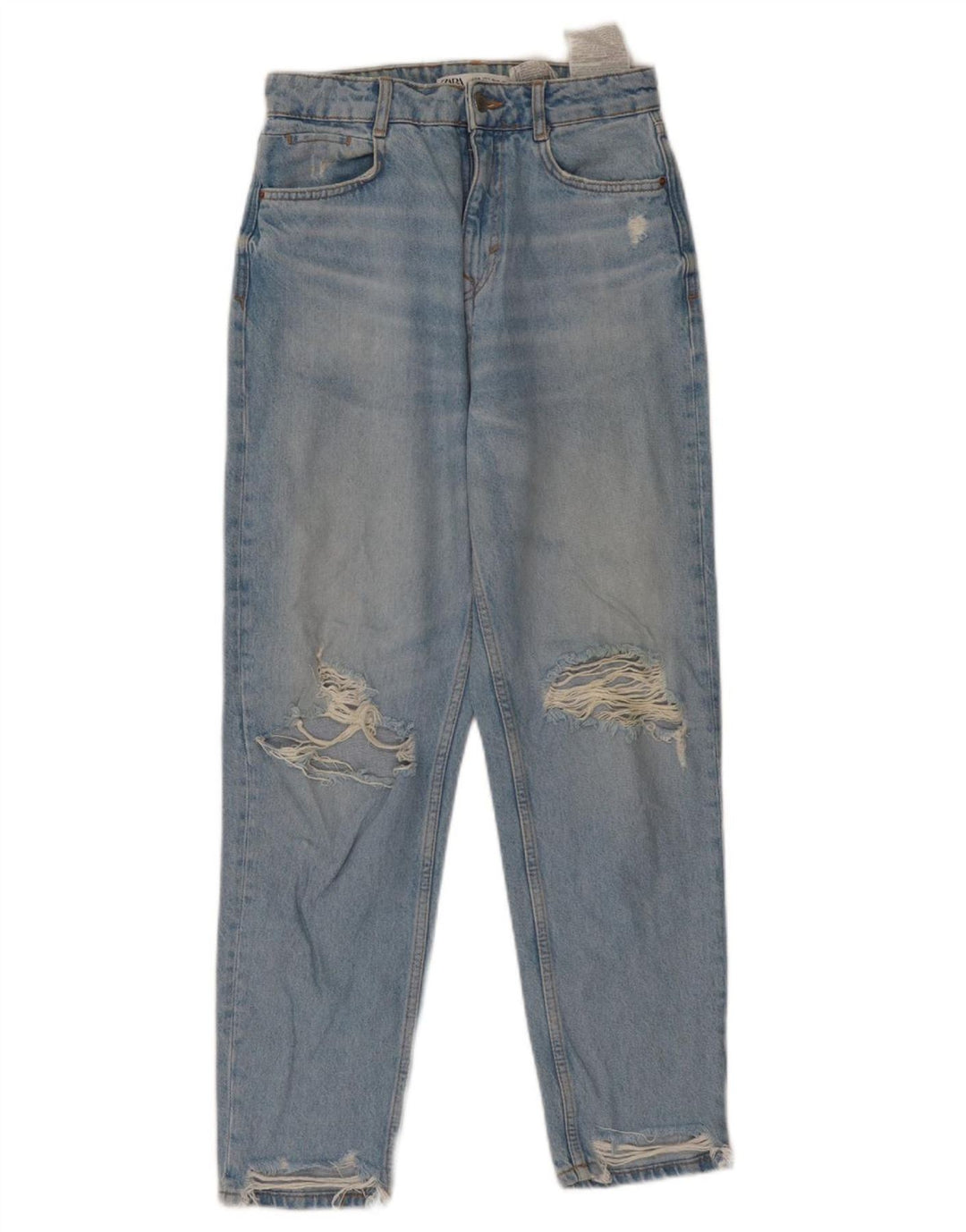 ZARA Calça jeans feminina cintura alta desgastada EU 36 XS W26 L27 Azul