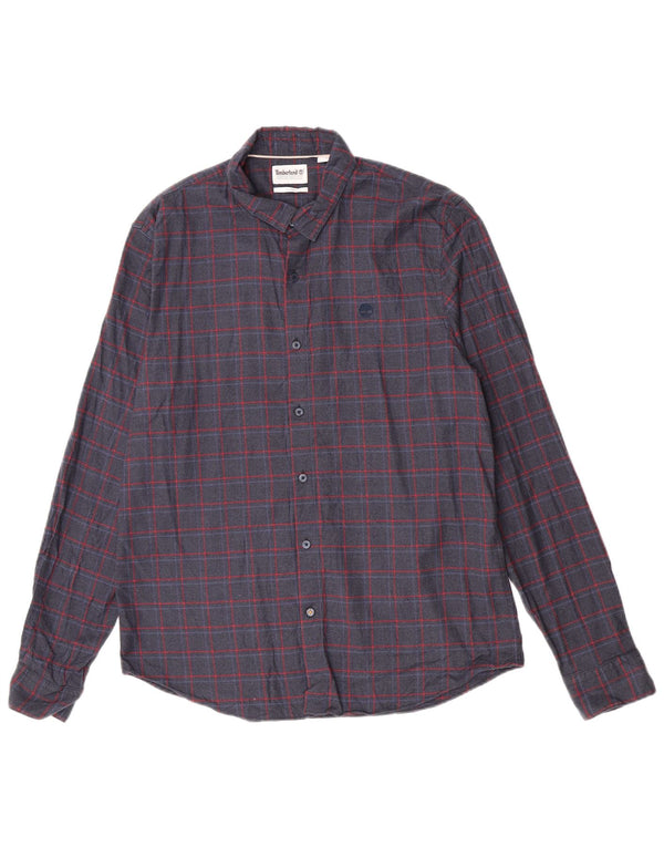 Camisa masculina de flanela Slim Fit Timberland grande algodão xadrez azul marinho