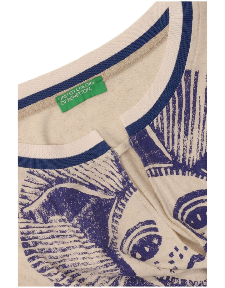 Blusa feminina Benetton Crop Batwing Top UK 14 Médio Off White