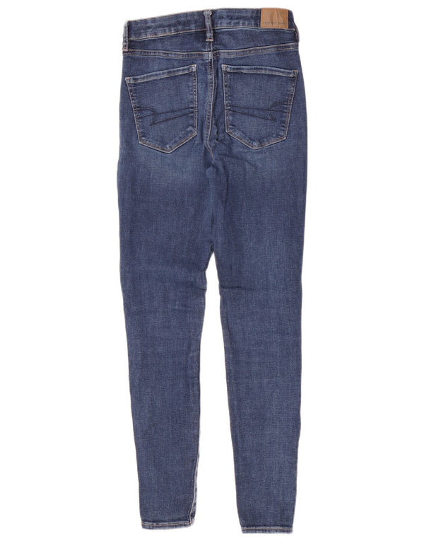 Jeans skinny feminino American Eagle US 4 pequeno W26 L28 algodão azul