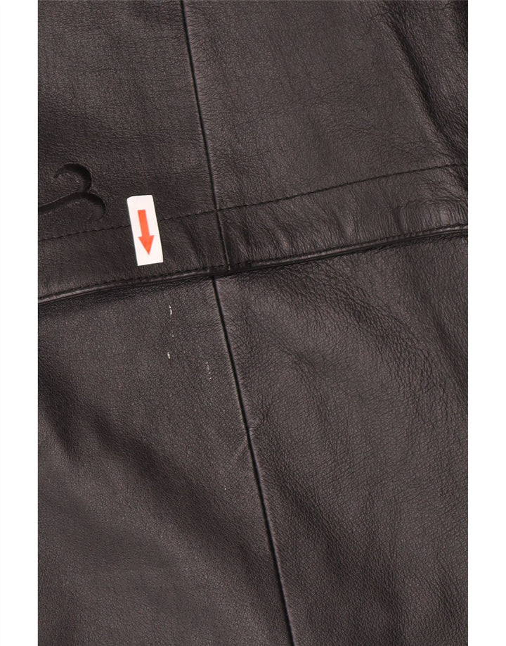 Casaco de couro feminino vintage US 12 grande couro floral preto