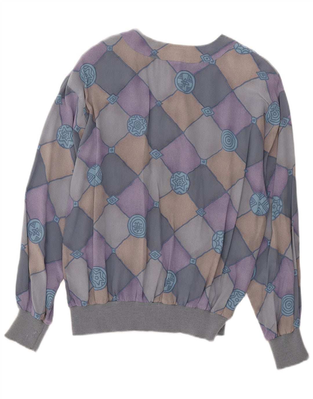 AGENDA Camisa Feminina Blusa IT 42 Seda Xadrez Azul Médio