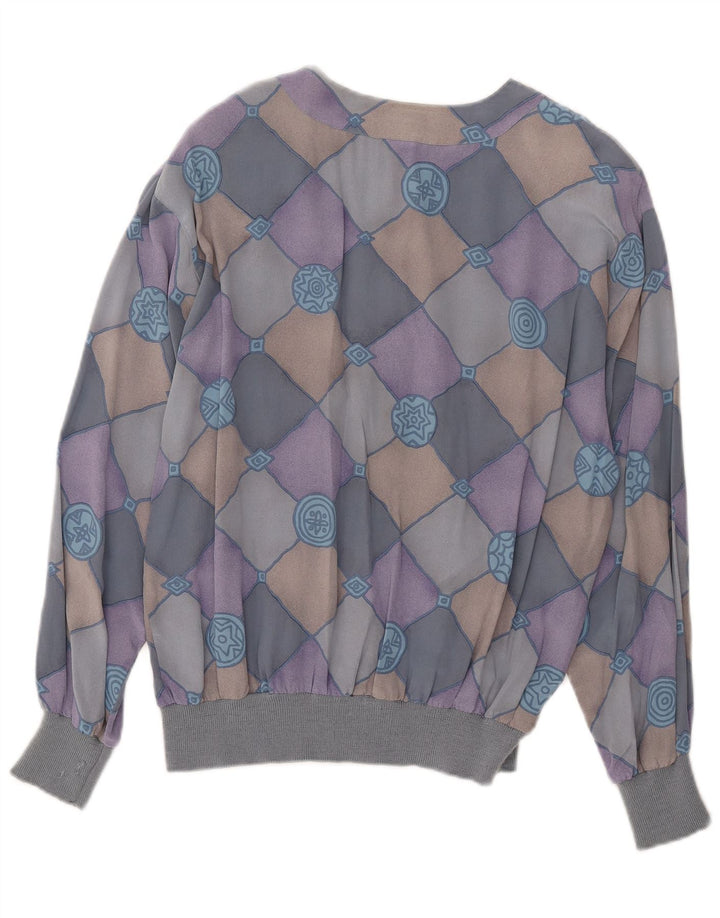 AGENDA Camisa Feminina Blusa IT 42 Seda Xadrez Azul Médio